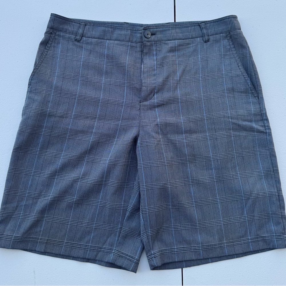 Adidas Men’s Golf Shorts Size-36 Plaid (Grey-Blue) 10” Inseam